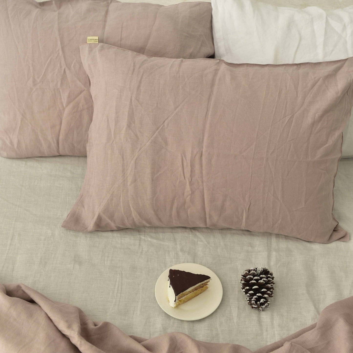 Light Brown French Linen Pillowcase - Plain Dyeing 17