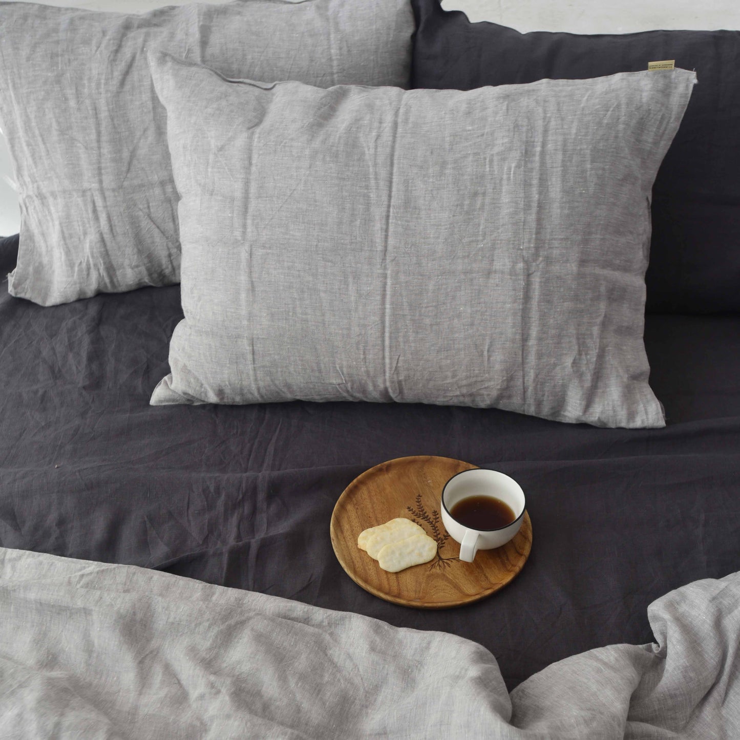 Light Gray French Linen Pillowcase - Yarn Dyeing 46