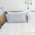 Navy Striped French Linen Pillowcase - Yarn Dyeing 50