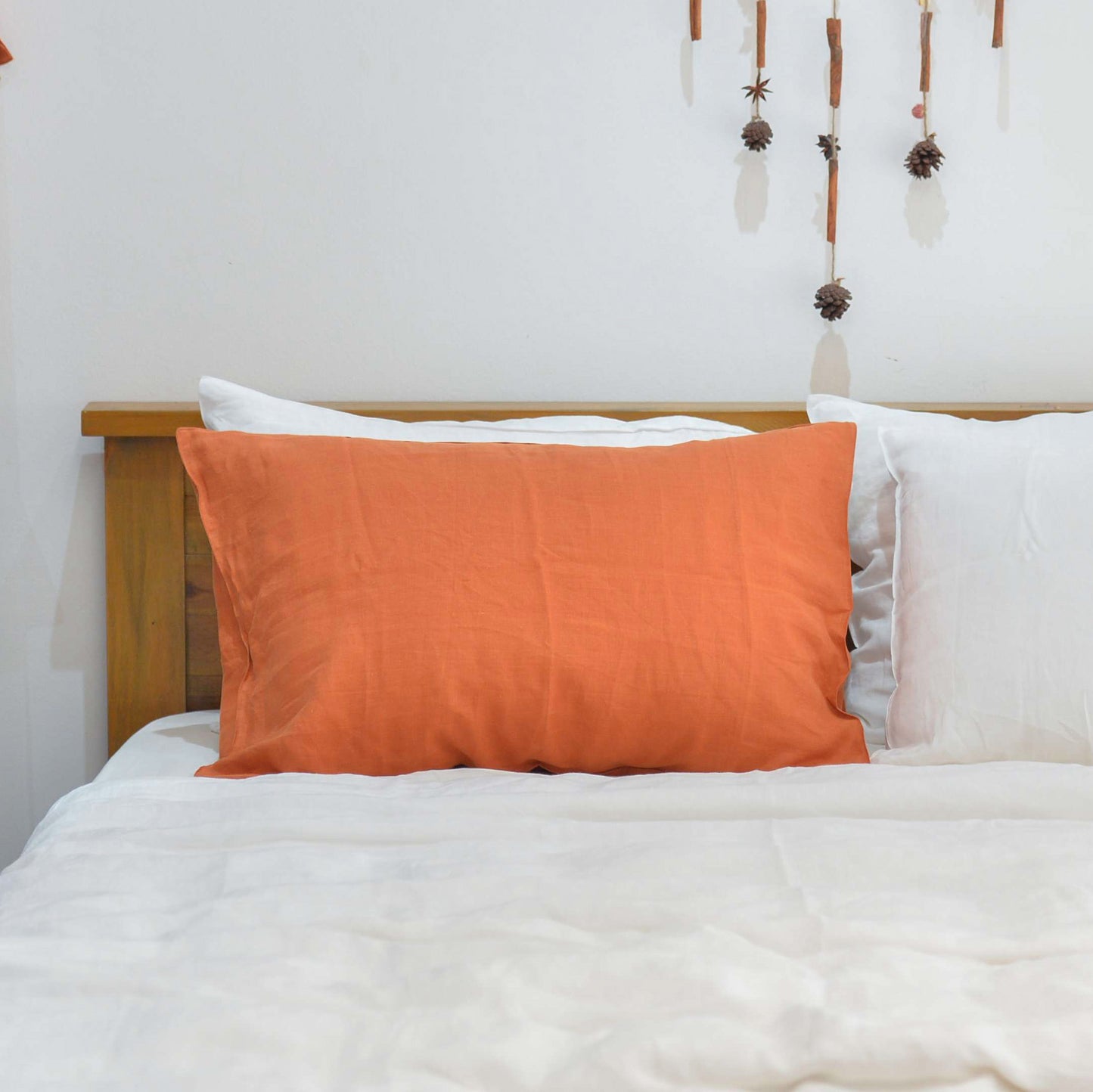 Orange French Linen Pillowcase - Plain Dyeing 37