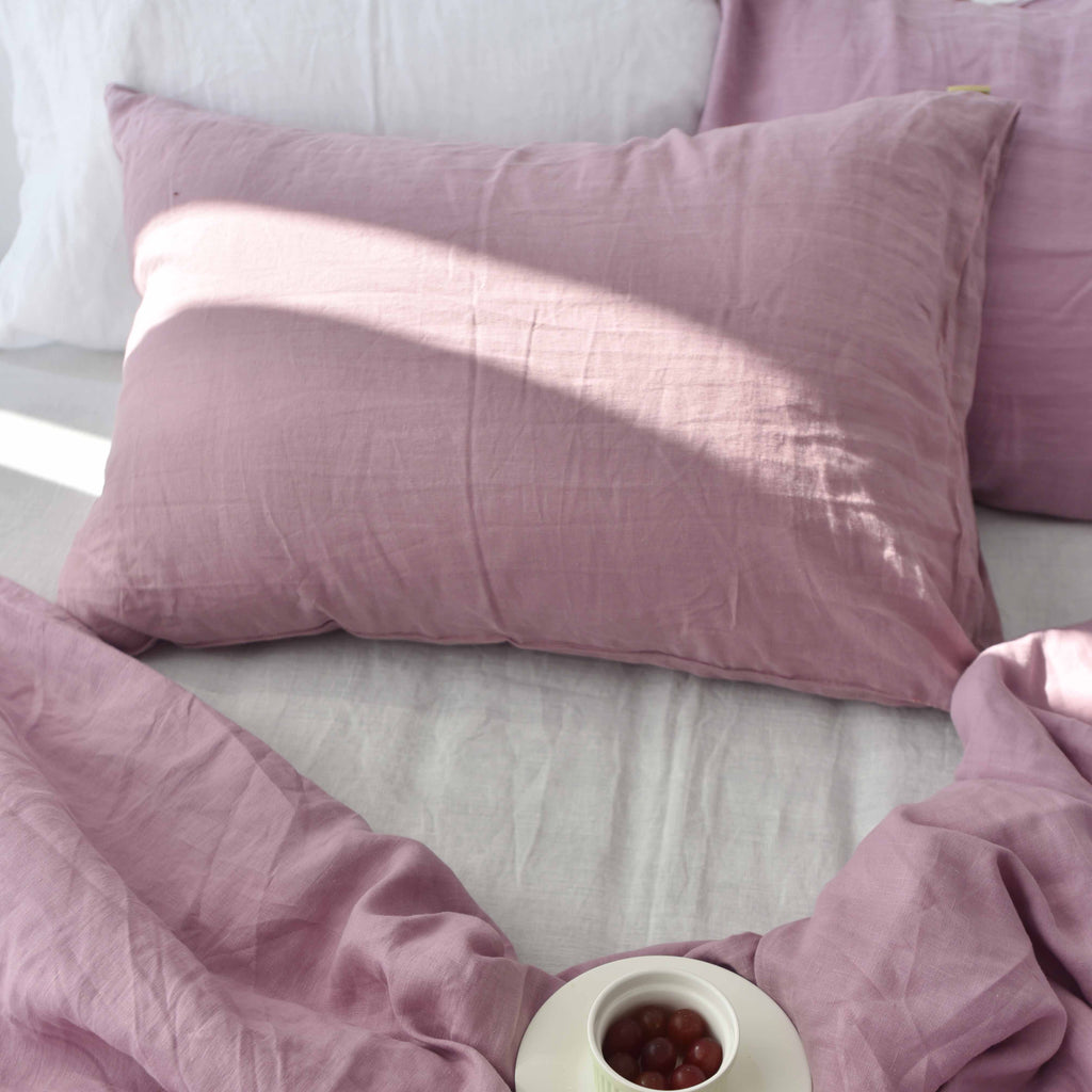 Purple French Linen Pillowcase - Plain Dyeing 04