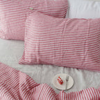 Red Striped French Linen Pillowcase - Yarn Dyeing 52