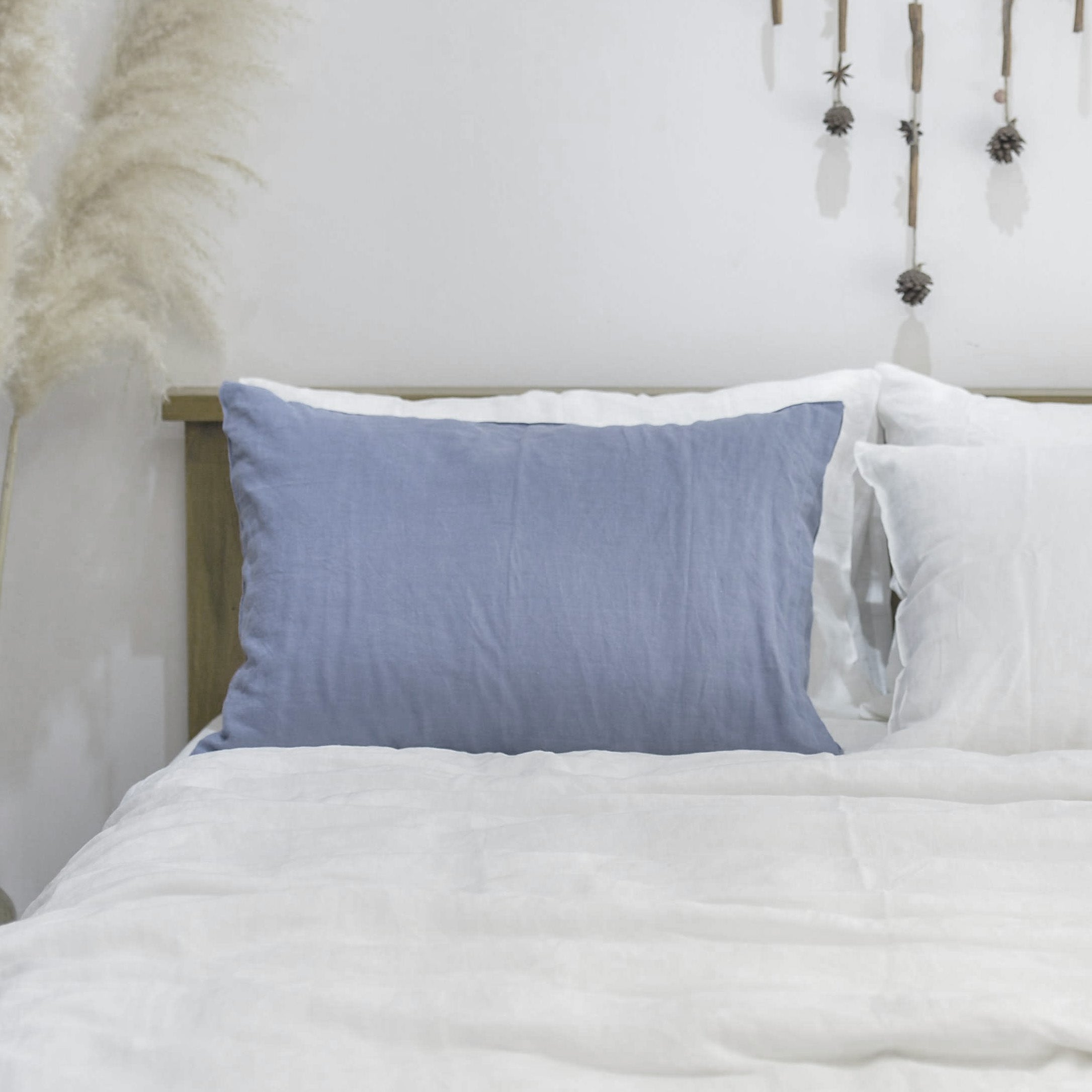 Steel French Linen Pillowcase - Plain Dyeing 24