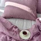 Purple French Linen Bedding Sets (4 pieces) - Plain Dyeing