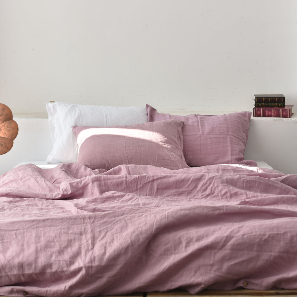 Purple French Linen Duvet Cover - Plain Dyeing 04
