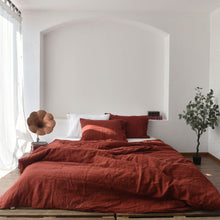 Load image into Gallery viewer, Red French Linen Bedding Sets (4 pieces) - Plain Dyeing
