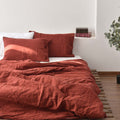 Red French Linen Bedding Sets (4 pieces) - Plain Dyeing