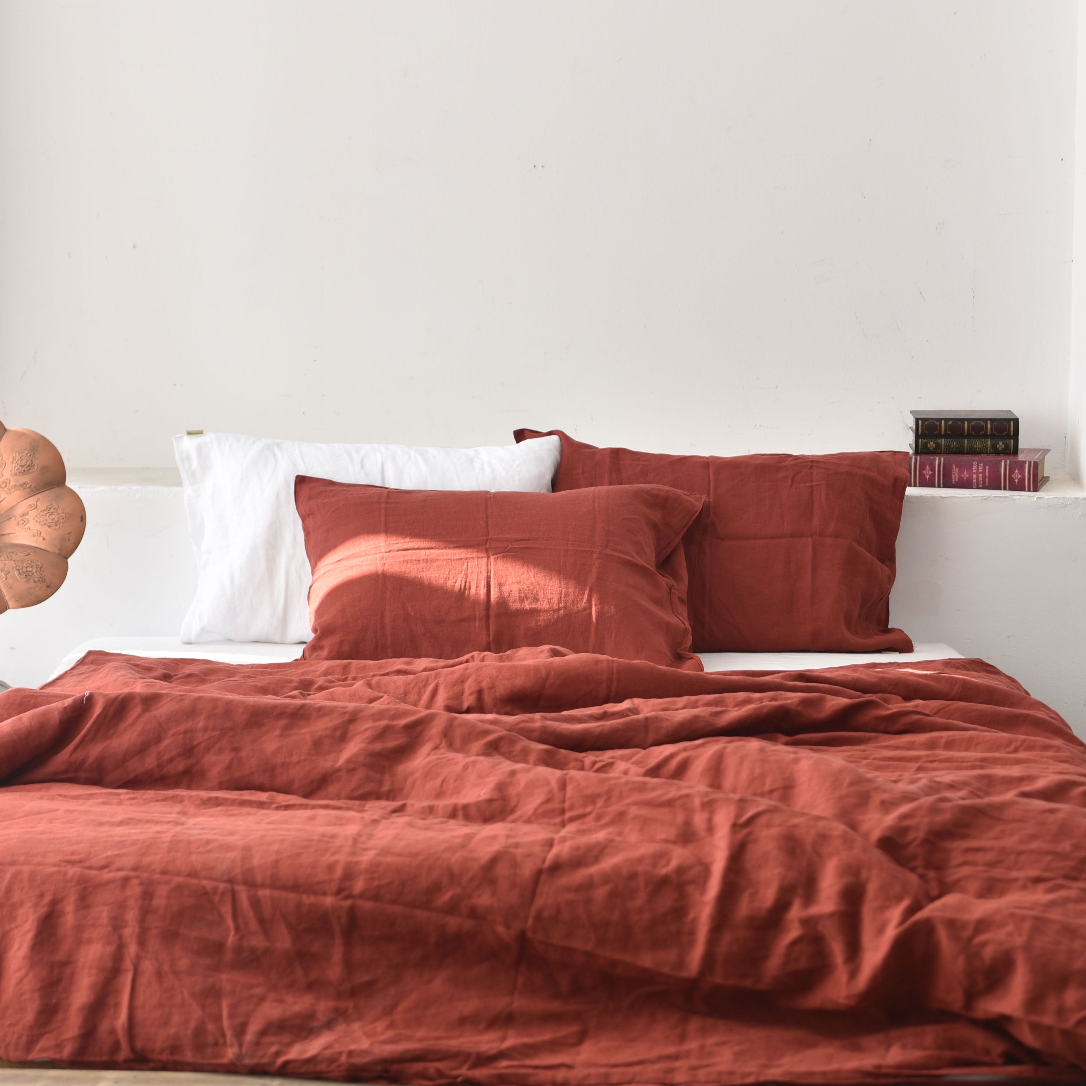 Red French Linen Pillowcase - Plain Dyeing 27