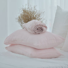 Load image into Gallery viewer, Peach French Linen Fitted Sheet + 2 Pillowcases Set - Plain Dyeing 01
