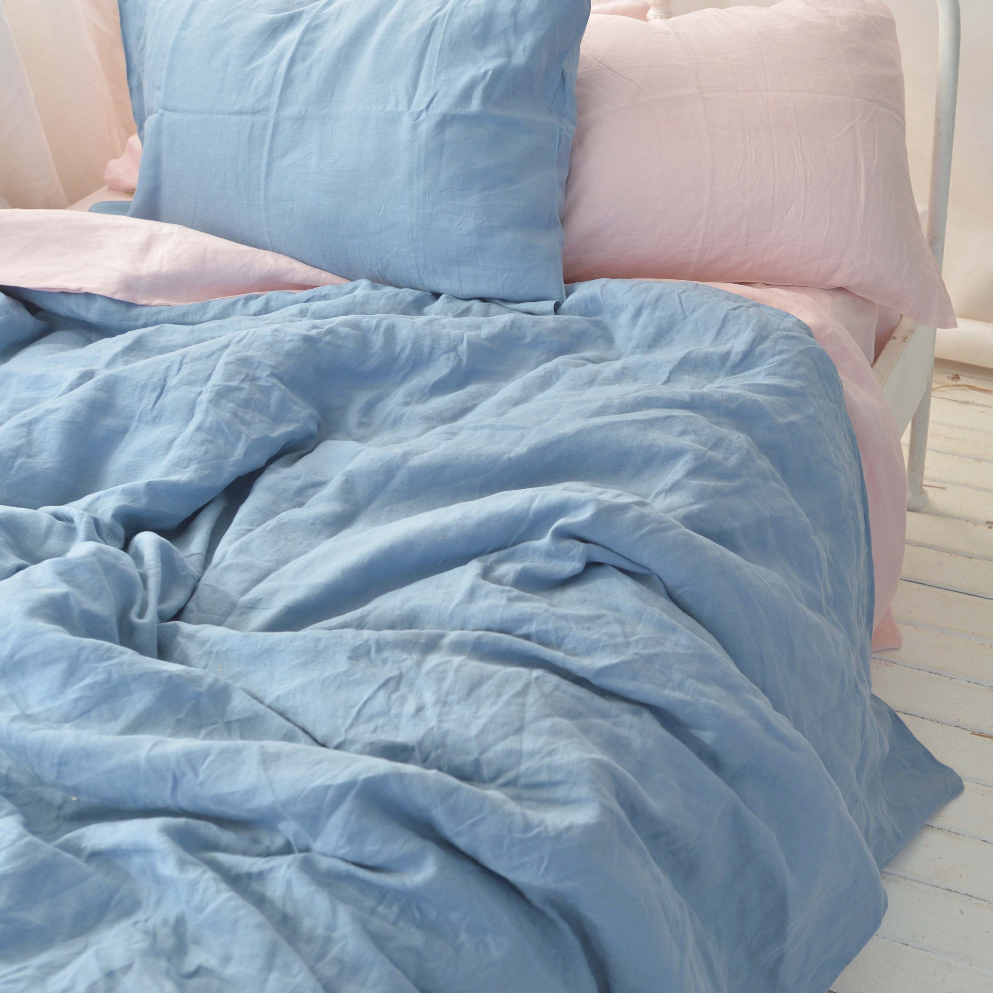 Sky French Linen Bedding Sets (4 pieces) -  Plain Dyeing