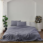 Steel French Linen Bedding Sets (4 pieces) - Plain Dyeing
