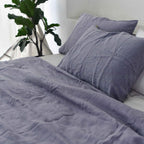 Steel French Linen Duvet Cover+2 Pillowcases Set - Plain Dyeing 24