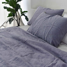 Load image into Gallery viewer, Steel French Linen Duvet Cover+2 Pillowcases Set - Plain Dyeing 24
