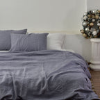 Steel French Linen Duvet Cover+2 Pillowcases Set - Plain Dyeing 24