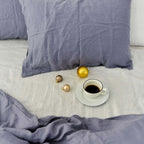 Steel French Linen Duvet Cover+2 Pillowcases Set - Plain Dyeing 24