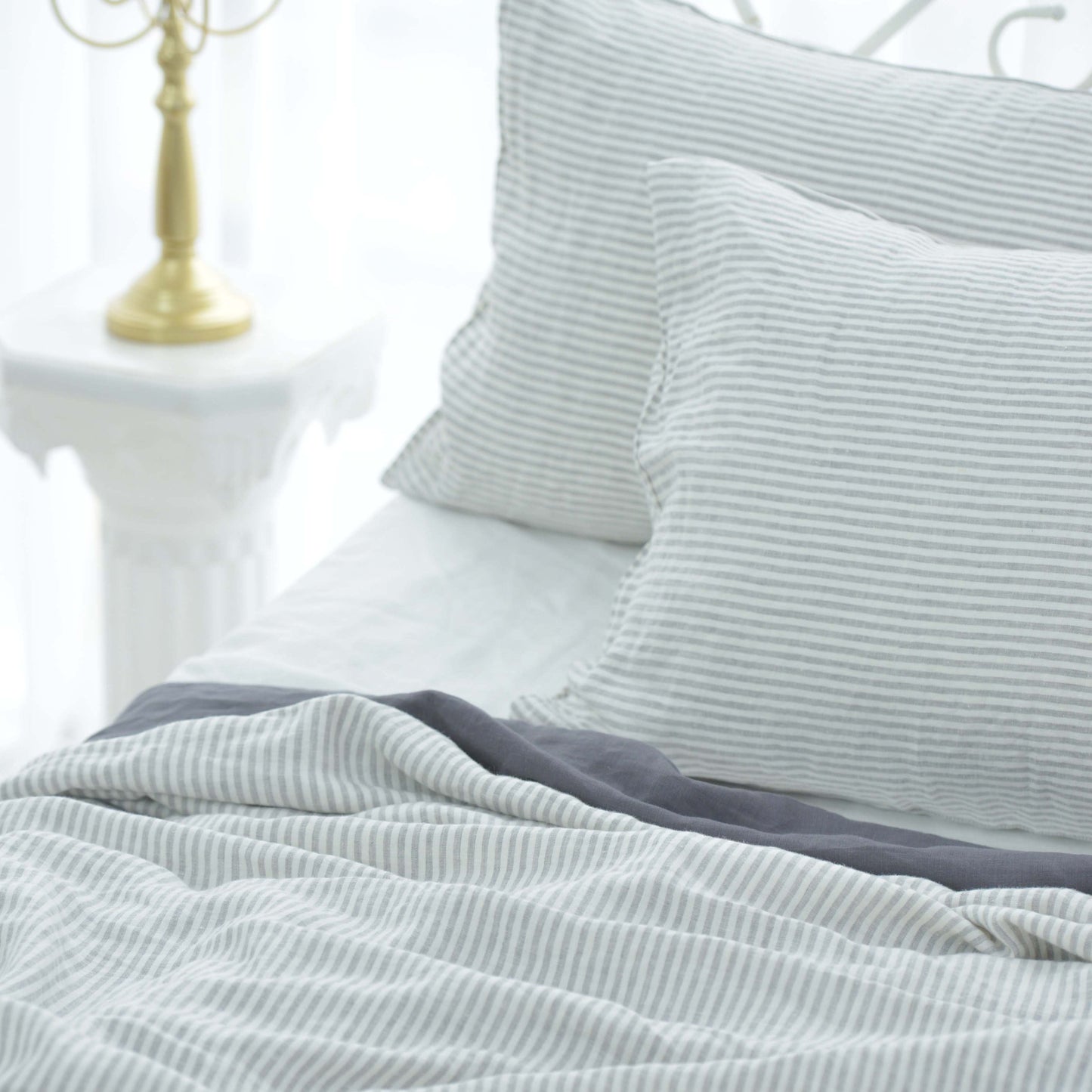 Striped French Linen Pillowcase - Yarn Dyeing 49