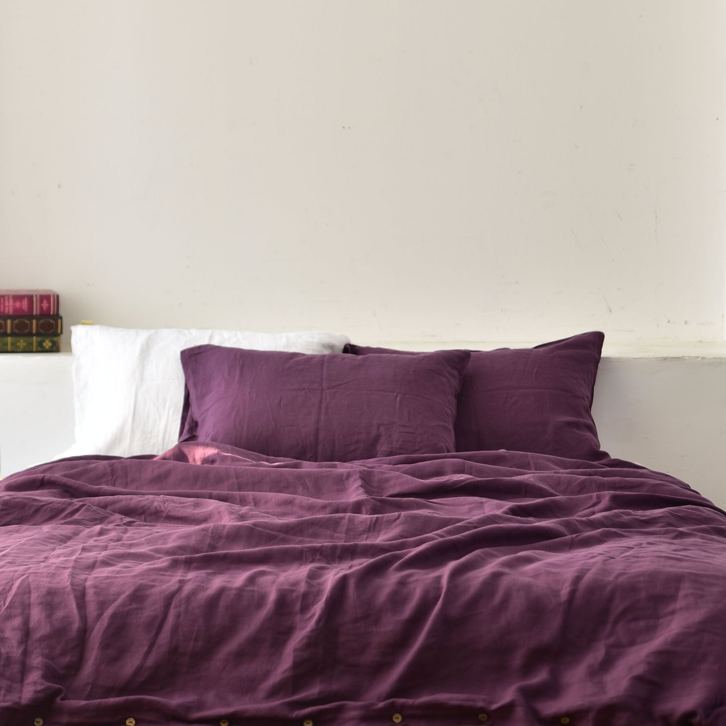 Violet French Linen Fitted Sheet - Plain Dyeing 16