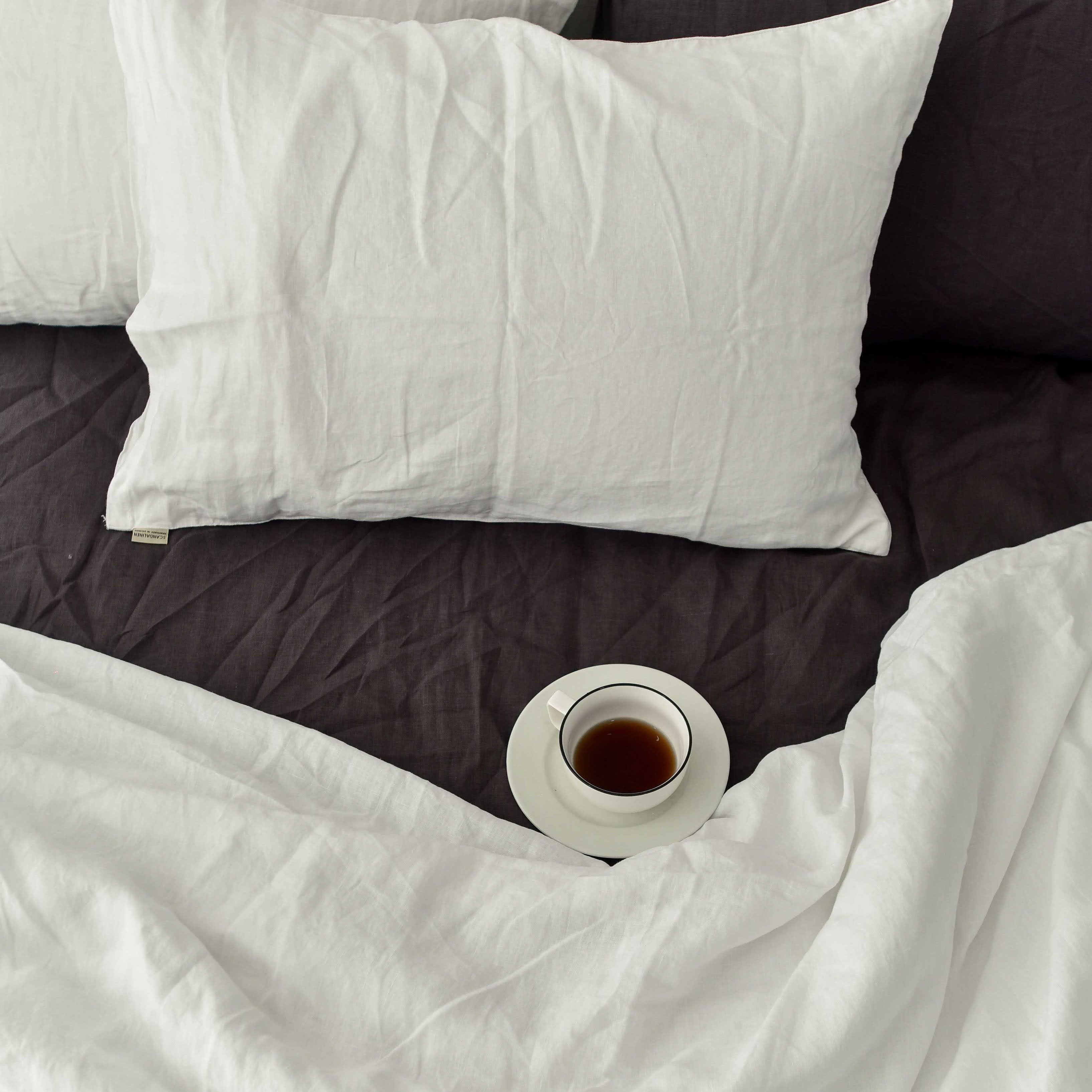 White French Linen Duvet Cover+2 Pillowcases Set - Plain Dyeing 05