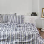 Black Striped French Linen Bedding Sets (4 pieces) - Yarn Dyeing