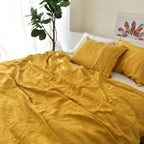 Yellow French Linen Pillowcase - Plain Dyeing 34