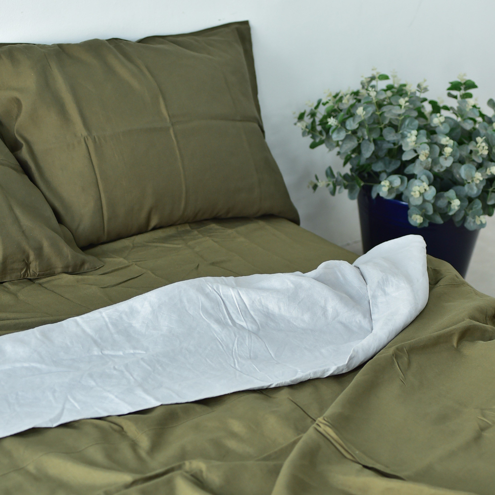 Seaweed Bamboo Linen Duvet Cover Set – 4-Piece Bed Linen | 45% Linen 55% Bamboo Rayon | 165 GSM