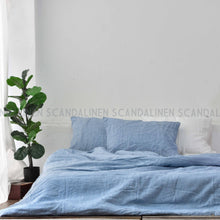 Load image into Gallery viewer, Blue French Linen Bedding Sets (4 pieces) - Yarn Dyeing
