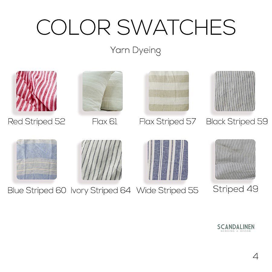 Black Striped French Linen Duvet Cover+2 Pillowcases Set - Yarn Dyeing 59